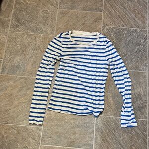 GAP Blue and White Striped Long Sleeve Tee